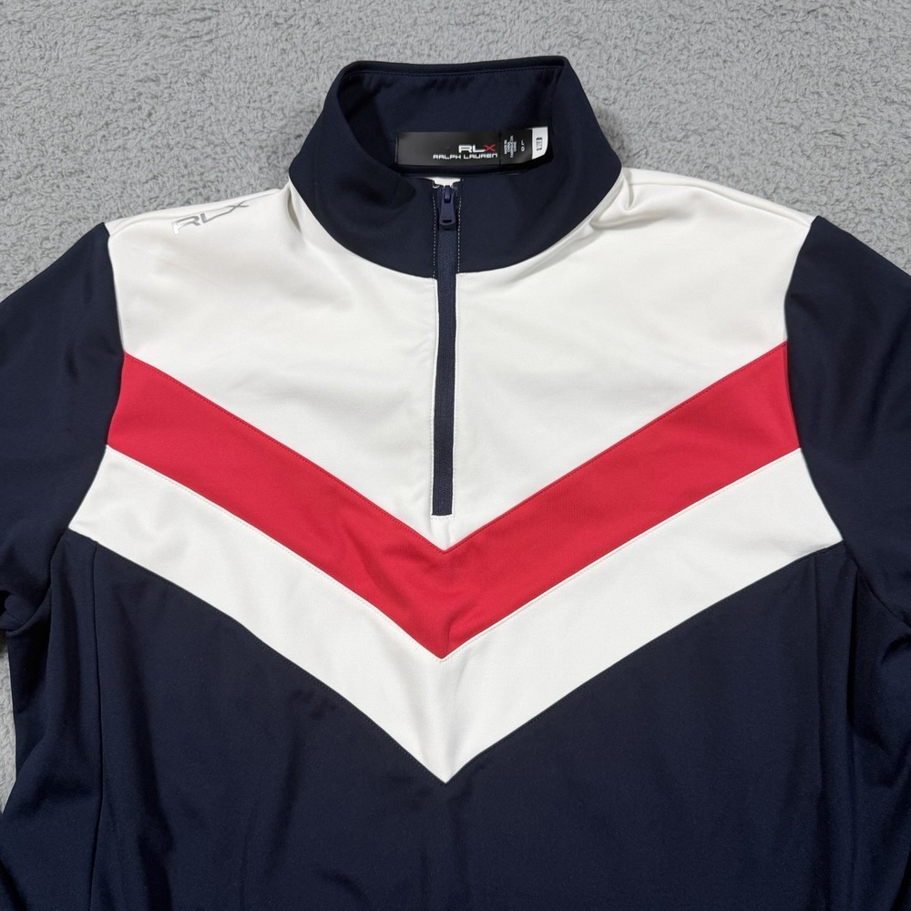 WOMEN'S RALPH LAUREN RLX GOLF 1/4 ZIP Pullover Jacket Large Red White Blue - Picture 2 of 9